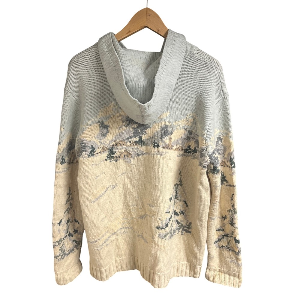 Ralph Lauren Womens L 100% Lambswool Fair Isle Snow Scene Horses 1/4 Zip Sweater - Picture 3 of 9